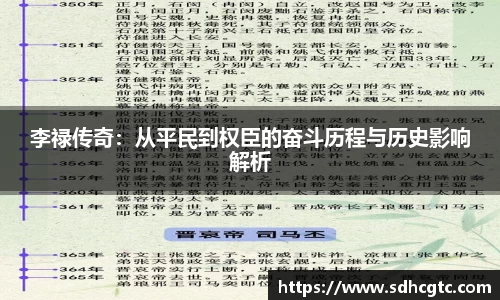 杏运李禄传奇：从平民到权臣的奋斗历程与历史影响解析